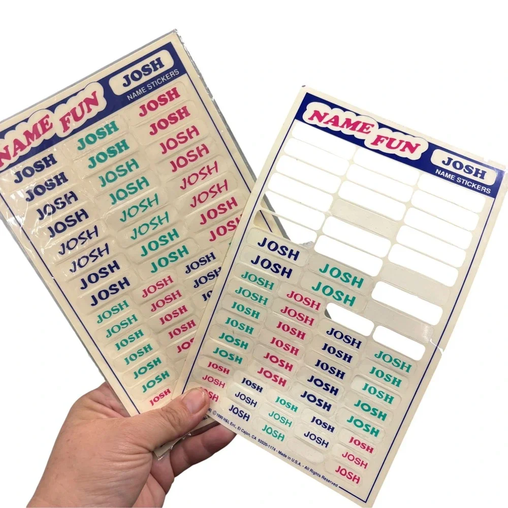 Vintage 1990 Name Fun Peel & Stick Labels H&L Ent Clear Name Stickers Lot 90s